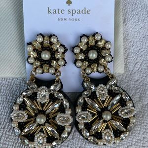 Kate Spade Black and Gold Pearl Statement Earrings
